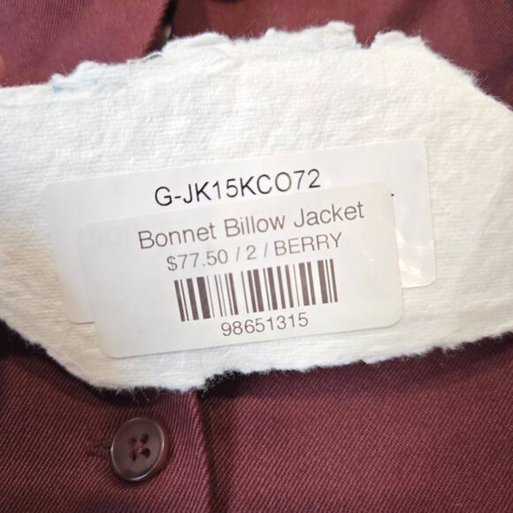 NWT Tia Cibani Bonnet Billow Jacket Crop Floral Red Riding Hood Berry Size 2 - Picture 2 of 6